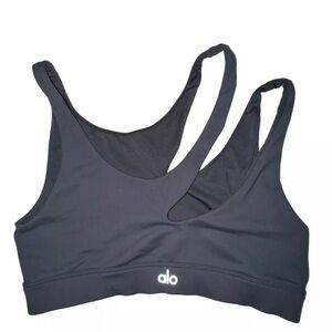 ALO Yoga Peak Cutout Sports Bra gray charcoal size small